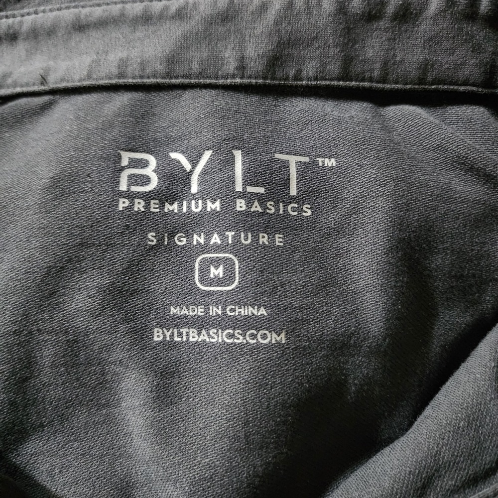 BYLT Premium Basics Signature Polo Mens Medium Charcoal Grey Short Sleeve Shirt - Picture 5 of 5